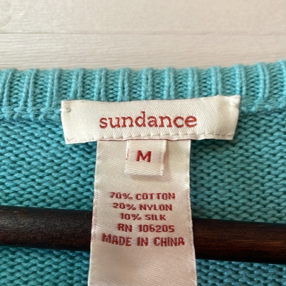 Sundance Sweater Women’s Blue Green Pullover Open-Knit Crochet Boho Size M. - Picture 2 of 7